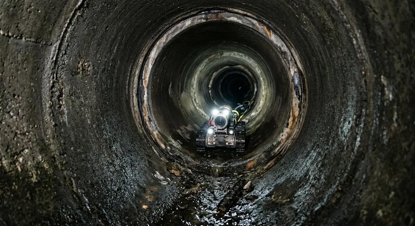Robotic sewer camera inspecting pipe interior for Drain Snake Service in Keene